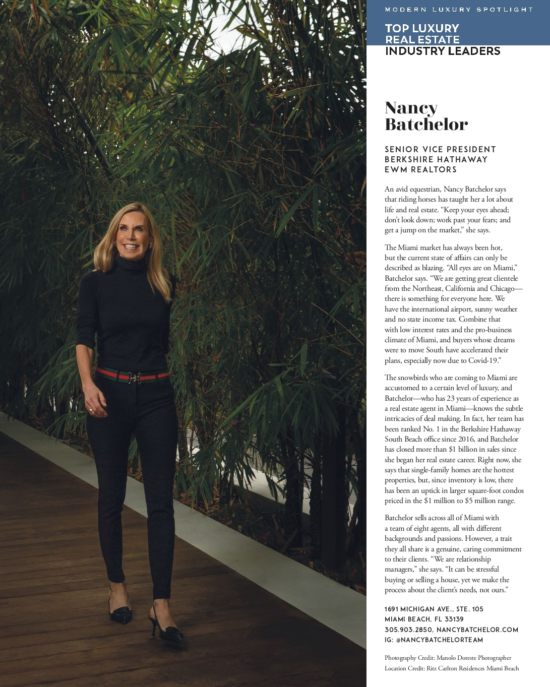MODERN LUXURY MIAMI MAGAZINE’S TOP LUXURY REAL ESTATE INDUSTRY LEADERS